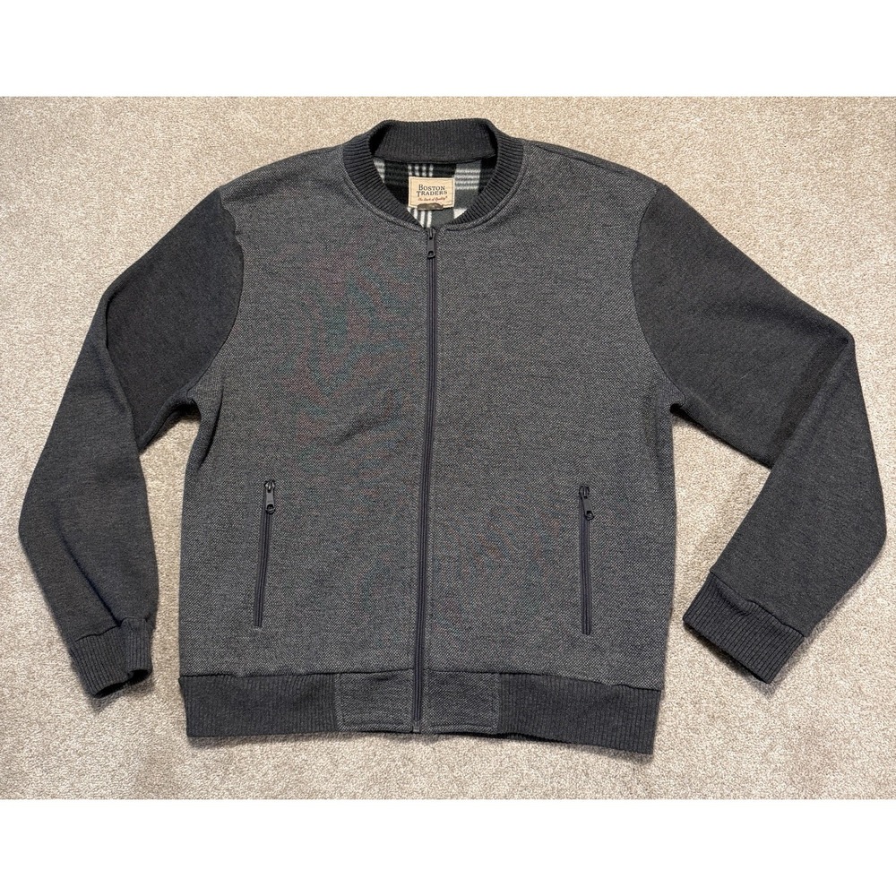 Boston Traders Jacket‎ Gray Plaid Inside Zip Up Heavyweight Men's Size XL